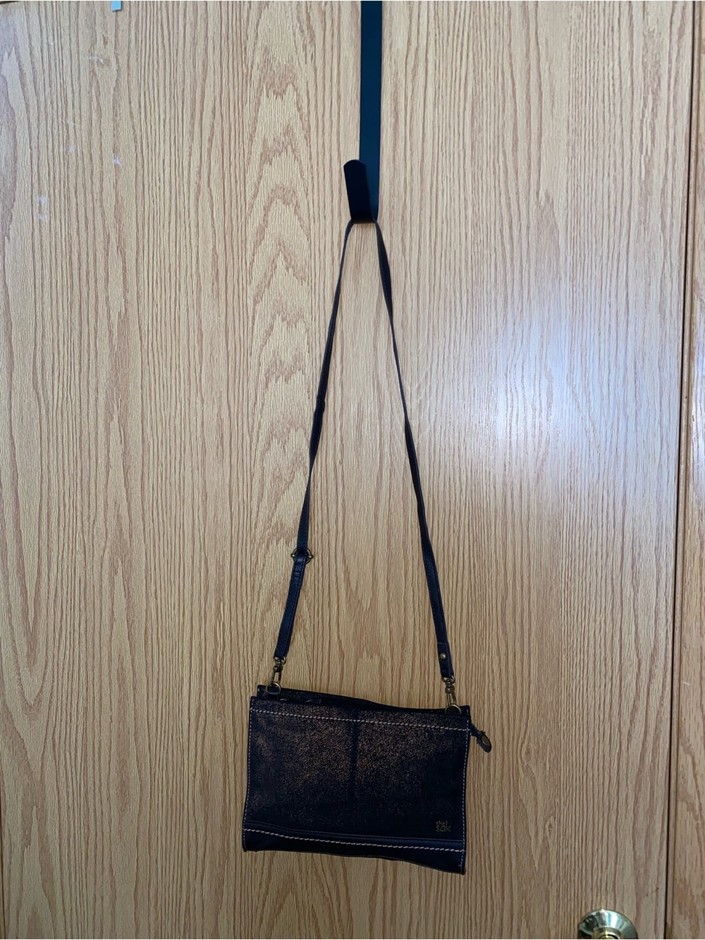 The Sak Brown Suede & Leather Metallic Specks Pattern Interior Crossbody Bag - Picture 2 of 3